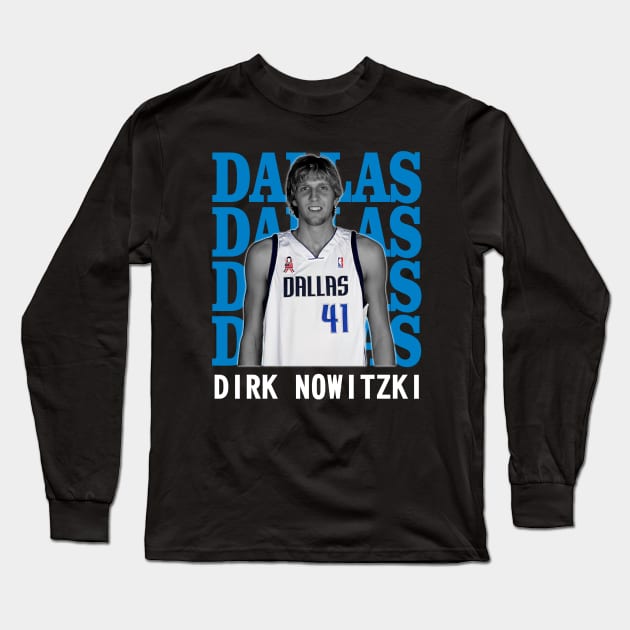 Dallas Mavericks Dirk Nowitzki 41 Long Sleeve T-Shirt by Thejockandnerd